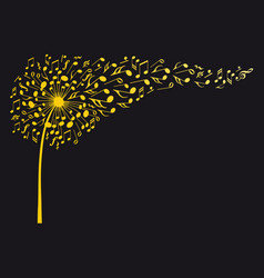 Gold Dandelion With Flying Music Notes