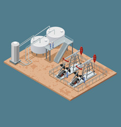 Oil Production Facilities Isometric Poster