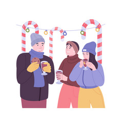 Drinking Mulled Wine Isolated Cartoon