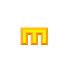 Letter M 3d Gold Square Geometric Symbol Simple