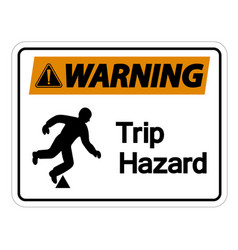 Warning Trip Hazard Symbol Sign On White