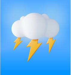 3d Cloud With Lightning Icon Isolated