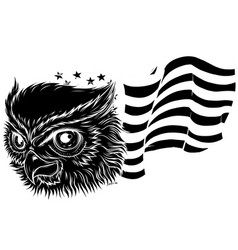 Black Silhouette Of Owl With American Flag