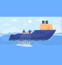 Men At Fishing Ship Concept