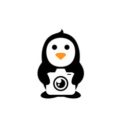 Penguin Holding Camera Creative Logo Design