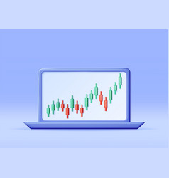 3d Growth Stock Diagram On Laptop Computer