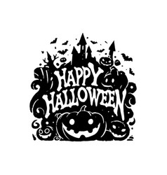 A Black And White Halloween Sign Logo With A