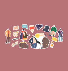 Set Stickers Victorian Gentlemen English 19th