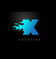 Blue Fire X Letter Flame Logo Design Fire