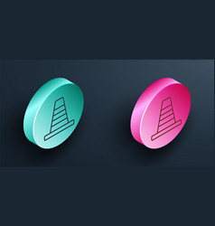 Isometric Line Traffic Cone Icon Isolated On Black