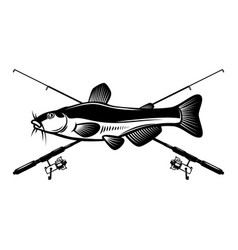 Catfish And Crossed Fishing Rods Design Element