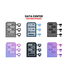 Data Center Icon Set With Different Styles