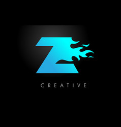 Blue Fire Z Letter Flame Logo Design Fire