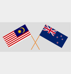 Crossed Flags Of Malaysia And New Zealand