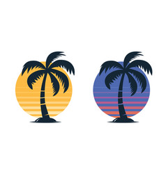 Palm Trees Tree Icon Set Isolated