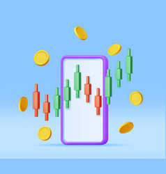 3d Growth Stock Diagram On Mobile Phone