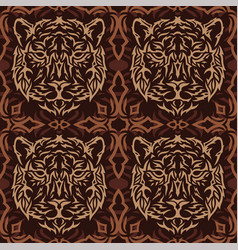 Brown Tribal Tile Pattern With Tiger Head