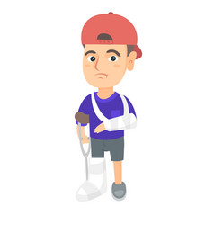 Caucasian sad boy having stomach ache Royalty Free Vector