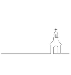 Decoration Continuous Line Hand Drawing Church