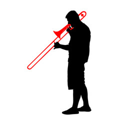 Music Man Play Trombone Silhouette Perform