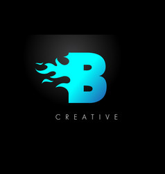 Blue Fire B Letter Flame Logo Design Fire