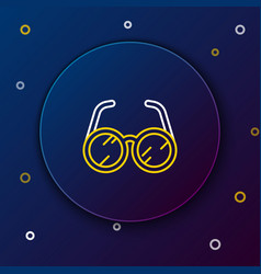 Line Laboratory Glasses Icon Isolated On Blue