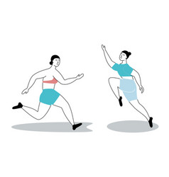 Women Sport Poses Running And Jumping Active Girl