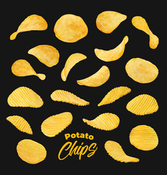 Realistic Wavy And Ripple Potato Chips Splash