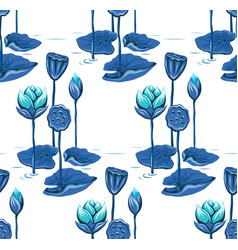 Seamless Pattern With Lotus Flowers Leaves