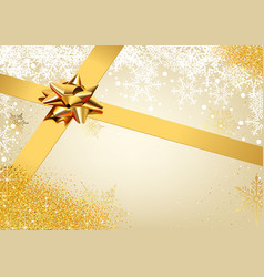 Gold Christmas Background With Ribbon And Bow