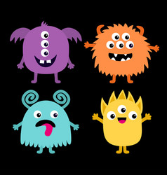 Happy Halloween Monster Set Colorful Monsters