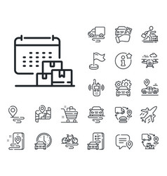 Delivery Calendar Line Icon Parcel Logistic Date