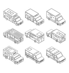 Ambulance Icons Set Outline