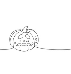 Halloween Pumpkin Scary Face One Line Continuous