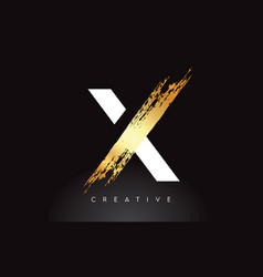 Golden X Letter Logo With Brush Stroke Artistic