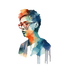 One Person In Watercolor Beauty Wearing Eyeglasses