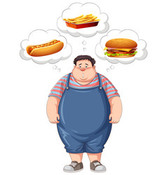 Overweight Man Thinking About Fast Food