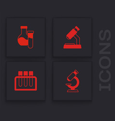 Set Microscope Test Tube And Icon