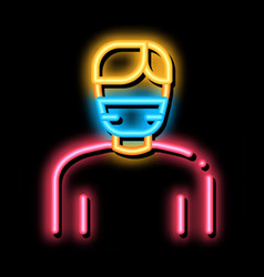 Man Facial Mask Neon Glow Icon