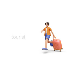 Tourist Concept 3d Male Character In Hurry