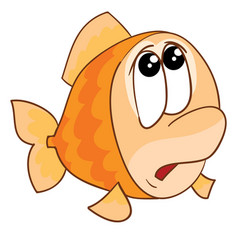 Cute Goldfish Character Looking Up Scared Cartoon