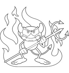 Outlined Angry Little Devil Cartoon Character