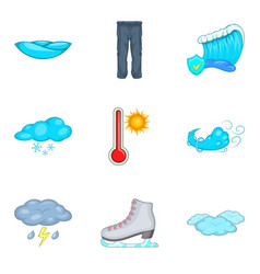 Chilly Weather Icons Set Cartoon Style