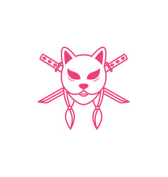 Female Kitsune With Swords Logo Design