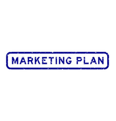 Grunge Blue Marketing Plan Word Square Rubber