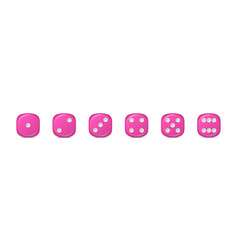 3d Realistic Pink Game Dice Icon Set