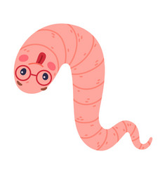 Funny Pink Worm Character With Long Tube Body