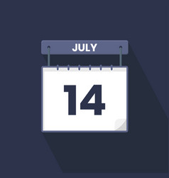 14th July Calendar Icon July 14 Calendar Date