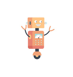 Cute Smiling Comic Robot Android Cartoon Flat