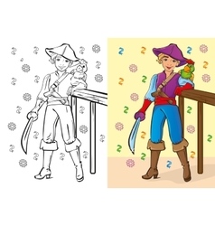 Coloring Book Of Boy In Pirate Costume